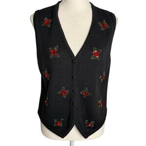 Vintage Joan Leslie Beaded Christmas‎ Holiday Sweater Vest Medium